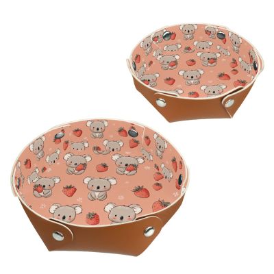 2Pcs PU Dice Holder Folding for RPG DND Table Games, Dice Trays Storage Box Portable Folding Rolling Dice Tray, Strawberry Koala