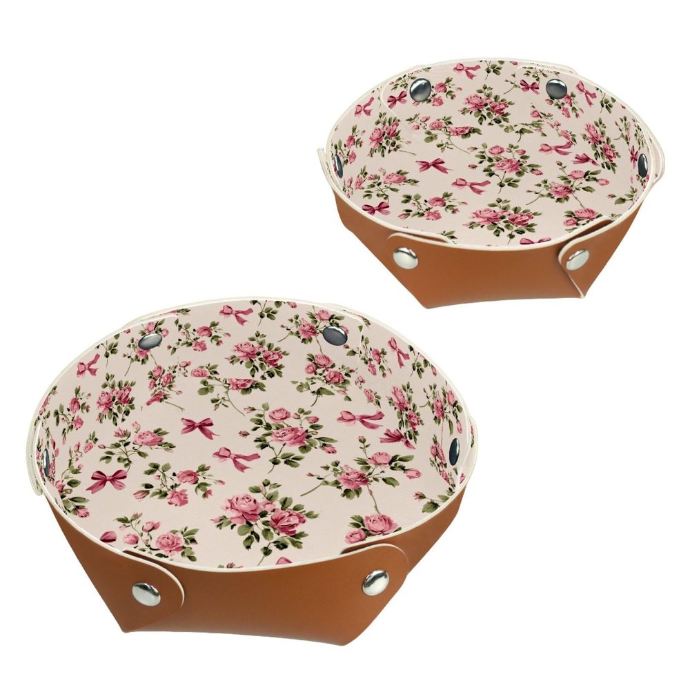 2Pcs PU Dice Holder Folding for RPG DND Table Games, Dice Trays Storage Box Portable Folding Rolling Dice Tray, Bows Pink Floral