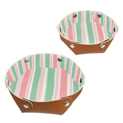 2Pcs PU Dice Holder Folding for RPG DND Table Games, Dice Trays Storage Box Portable Folding Rolling Dice Tray, Pink and Green Stripes