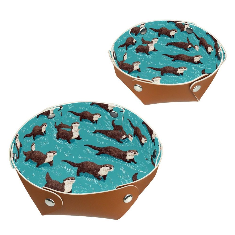2Pcs PU Dice Holder Folding for RPG DND Table Games, Dice Trays Storage Box Portable Folding Rolling Dice Tray, Otters