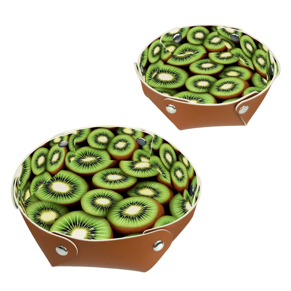 2Pcs PU Dice Holder Folding for RPG DND Table Games, Dice Trays Storage Box Portable Folding Rolling Dice Tray, Kiwi Fruit Pattern
