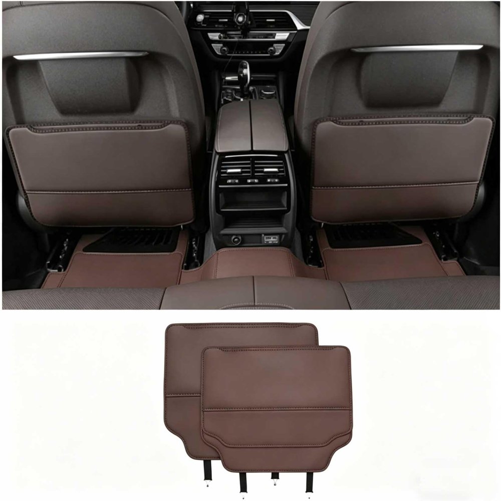 Car Kick Mats for Opel Ampera/Ampera-e 2011-2020, Car Back Seats Leather Anti Kick Pad Seats Back Protector Cover Waterproof Protective Mat,Brown