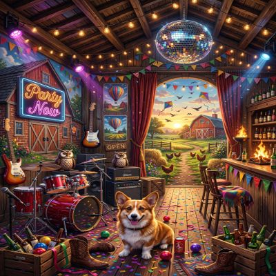 HUADADA-Barn Dance Party Corg-Jigsaw Puzzles for Adults 1000 Pieces, Interlock Perfectly No Dust, Impossible Difficult Hard Fun 1000 Piece Jigsaw Puzzles for Adults-1:1 Poster