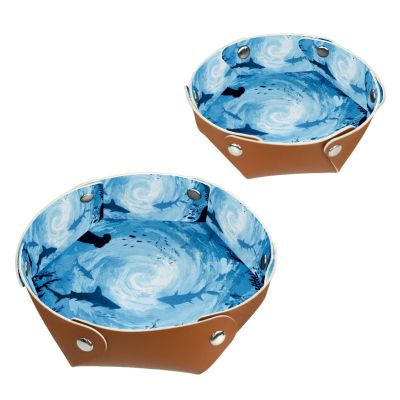2Pcs PU Dice Holder Folding for RPG DND Table Games, Dice Trays Storage Box Portable Folding Rolling Dice Tray, Graphic Art Shark