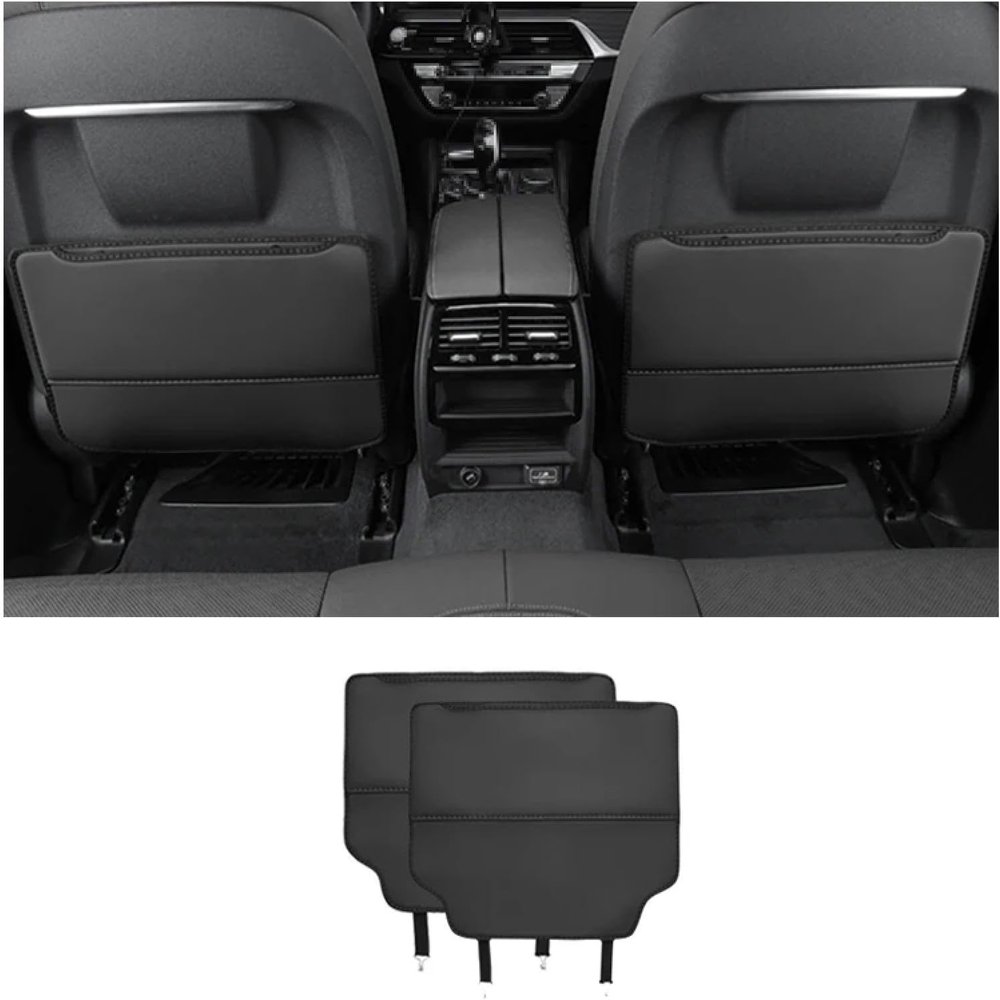 Car Kick Mats for LR2 2008-2015, Car Back Seats Leather Anti Kick Pad Seats Back Protector Cover Waterproof Protective Mat,Black