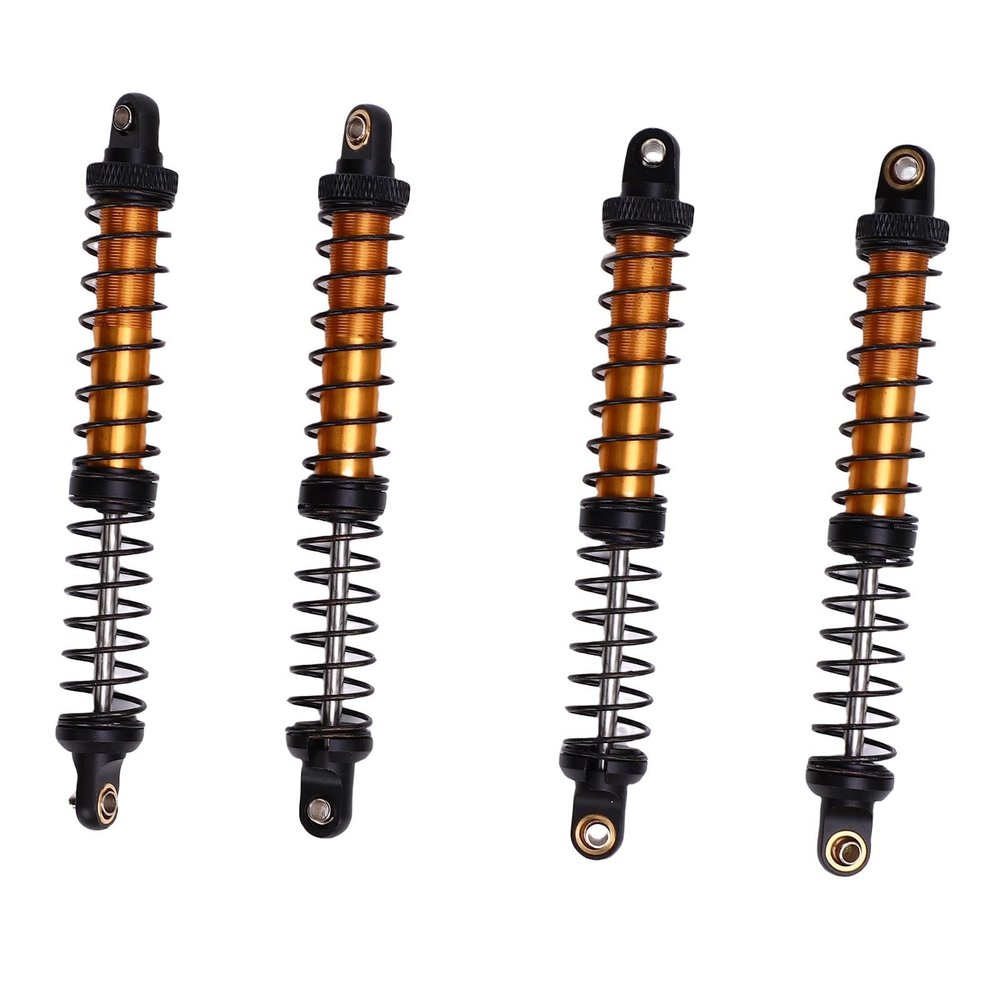 POENVFPO 4pcs 110mm RC, Dual Stage Spring Adjustable Damper for 1/10 RC Crawler Car Upgrade, with Spare Springs (Gold)