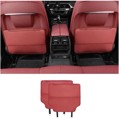 Car Kick Mats for Benz SLC 1998-2020, Car Back Seats Leather Anti Kick Pad Seats Back Protector Cover Waterproof Protective Mat,Red