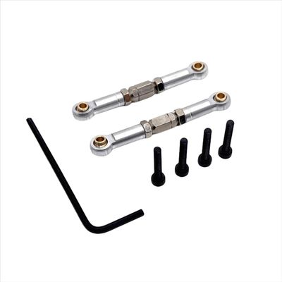 COMODO Adjustable Metal Steering Rod for 1/16 RC Crawler Chassis M16 Thread, Replacement Steering Linkage Part Compatible with Yudi Large Foot Models(Silver)