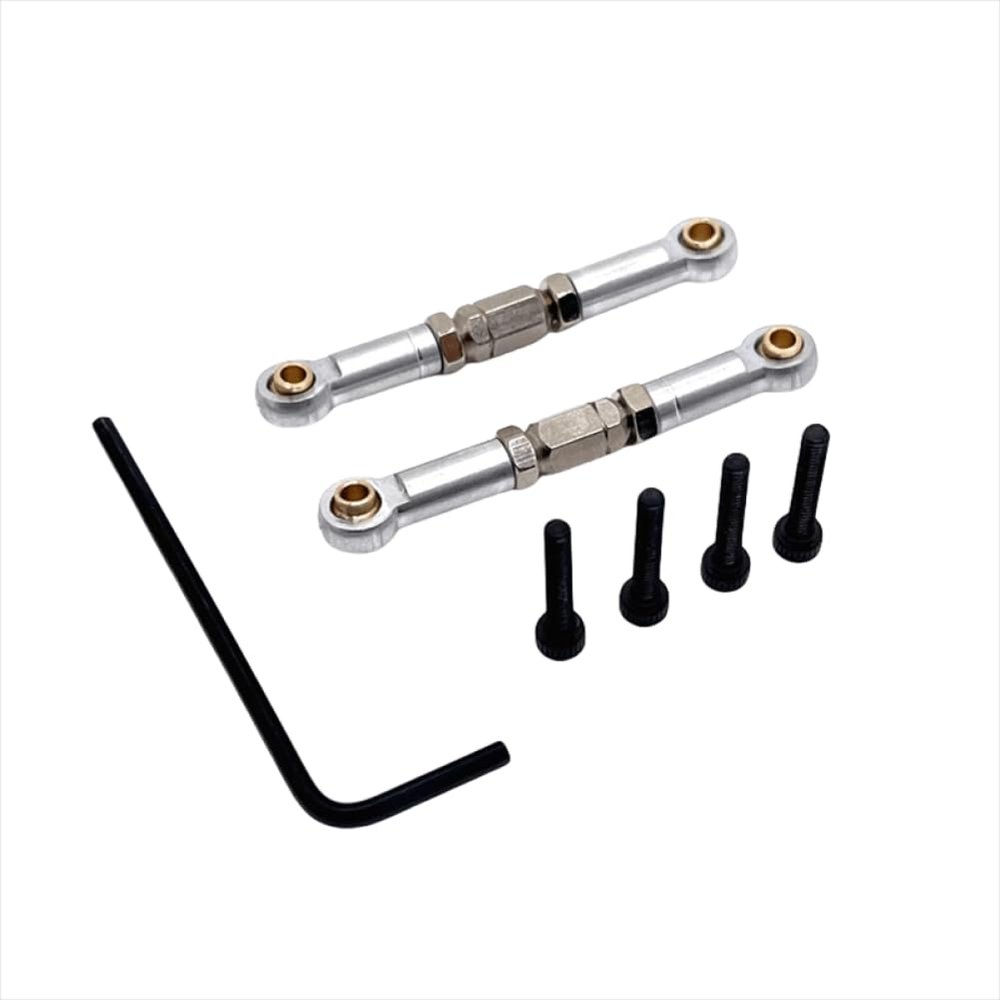 COMODO Adjustable Metal Steering Rod for 1/16 RC Crawler Chassis M16 Thread, Replacement Steering Linkage Part Compatible with Yudi Large Foot Models(Silver)