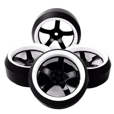 COMODO 1/10 RC Drift Tires with Wheel Rims 62.5mm Diameter 12mm Hex for 1:10 On-Road Racing Cars