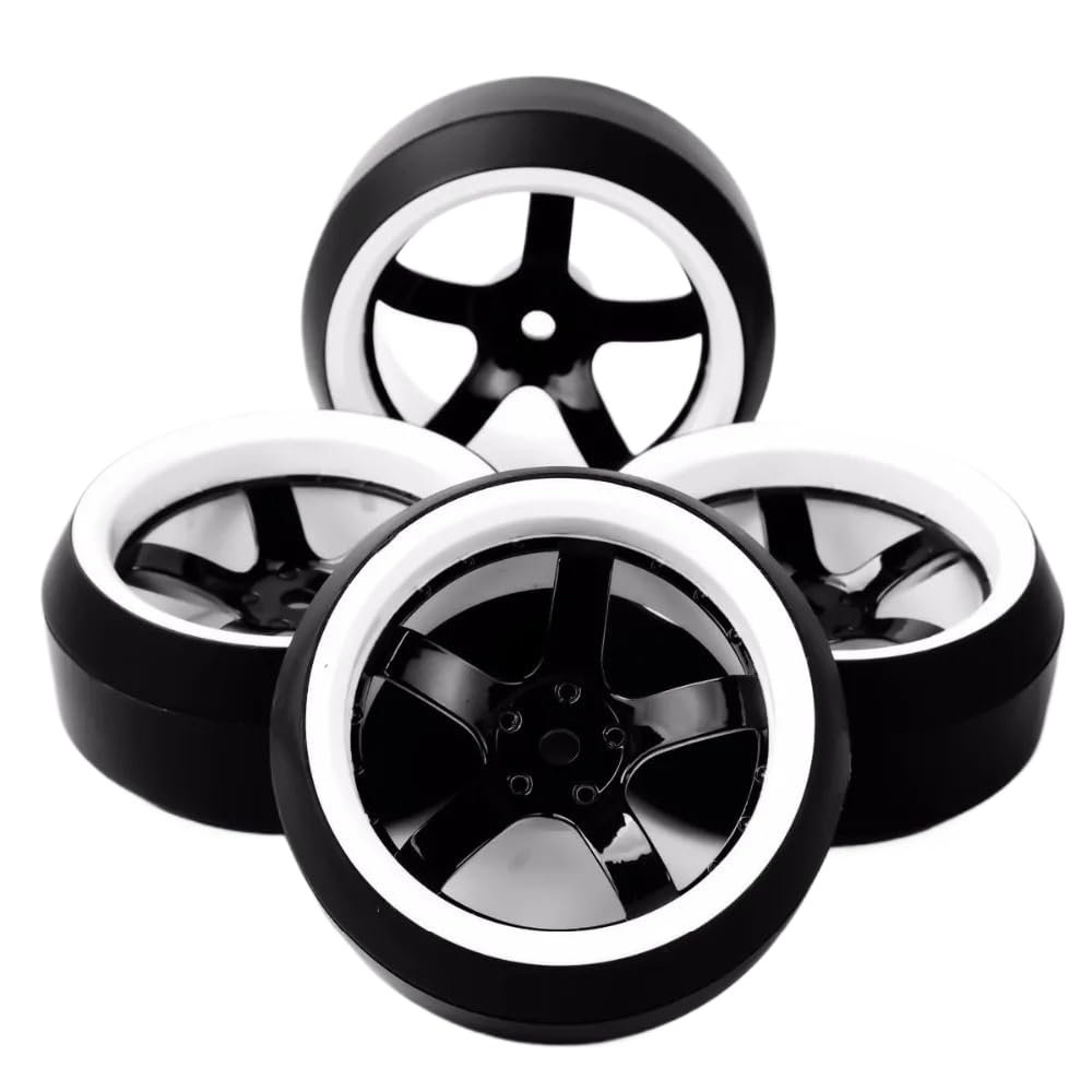 COMODO 1/10 RC Drift Tires with Wheel Rims 62.5mm Diameter 12mm Hex for 1:10 On-Road Racing Cars