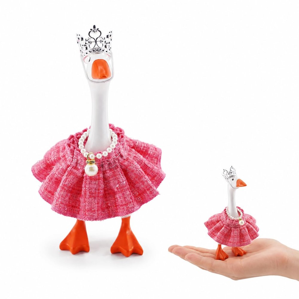 7 Inch Desk Goose Pink Princess Dress, Crown & Pearl Outfit Set