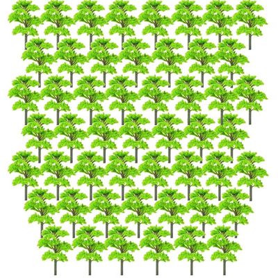 UCCKEYI 100pcs HO Scale 55mm Plastic Model Trees for Train Railroad Layouts, Wargaming & Park Scenery Green, 5.5cm Tall