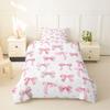 jejeloiu Cute Pink Bow Duvet Cover Toddler Size Kawaii Ribbon Bow Knot Bedding Set for Boys Girls Dreamy Princess Bowknot Comforter Cover Bedroom Decor 2Pcs No Comforter view 2
