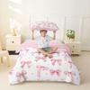 jejeloiu Cute Pink Bow Duvet Cover Toddler Size Kawaii Ribbon Bow Knot Bedding Set for Boys Girls Dreamy Princess Bowknot Comforter Cover Bedroom Decor 2Pcs No Comforter view 3