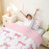jejeloiu Cute Pink Bow Duvet Cover Toddler Size Kawaii Ribbon Bow Knot Bedding Set for Boys Girls Dreamy Princess Bowknot Comforter Cover Bedroom Decor 2Pcs No Comforter view 4
