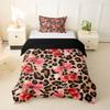 jejeloiu Brown Cherry Bow Duvet Cover Toddler Size Dreamy Princess Bowknot Bedding Set Breathable Soft Leopard Print Bowknot Comforter Cover 2Pcs Bedroom Decor No Comforter Microfiber Zipper Closure view 1