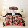jejeloiu Brown Cherry Bow Duvet Cover Toddler Size Dreamy Princess Bowknot Bedding Set Breathable Soft Leopard Print Bowknot Comforter Cover 2Pcs Bedroom Decor No Comforter Microfiber Zipper Closure view 3