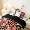 jejeloiu Brown Cherry Bow Duvet Cover Toddler Size Dreamy Princess Bowknot Bedding Set Breathable Soft Leopard Print Bowknot Comforter Cover 2Pcs Bedroom Decor No Comforter Microfiber Zipper Closure view 4