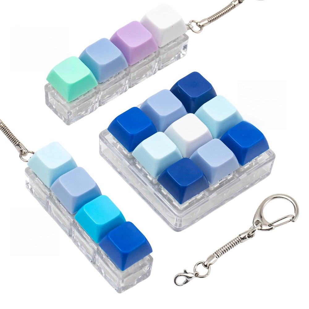 3Pcs Keyboard Fidget Toys, Clicky Fidgets Clicker Stress Relief Keychain