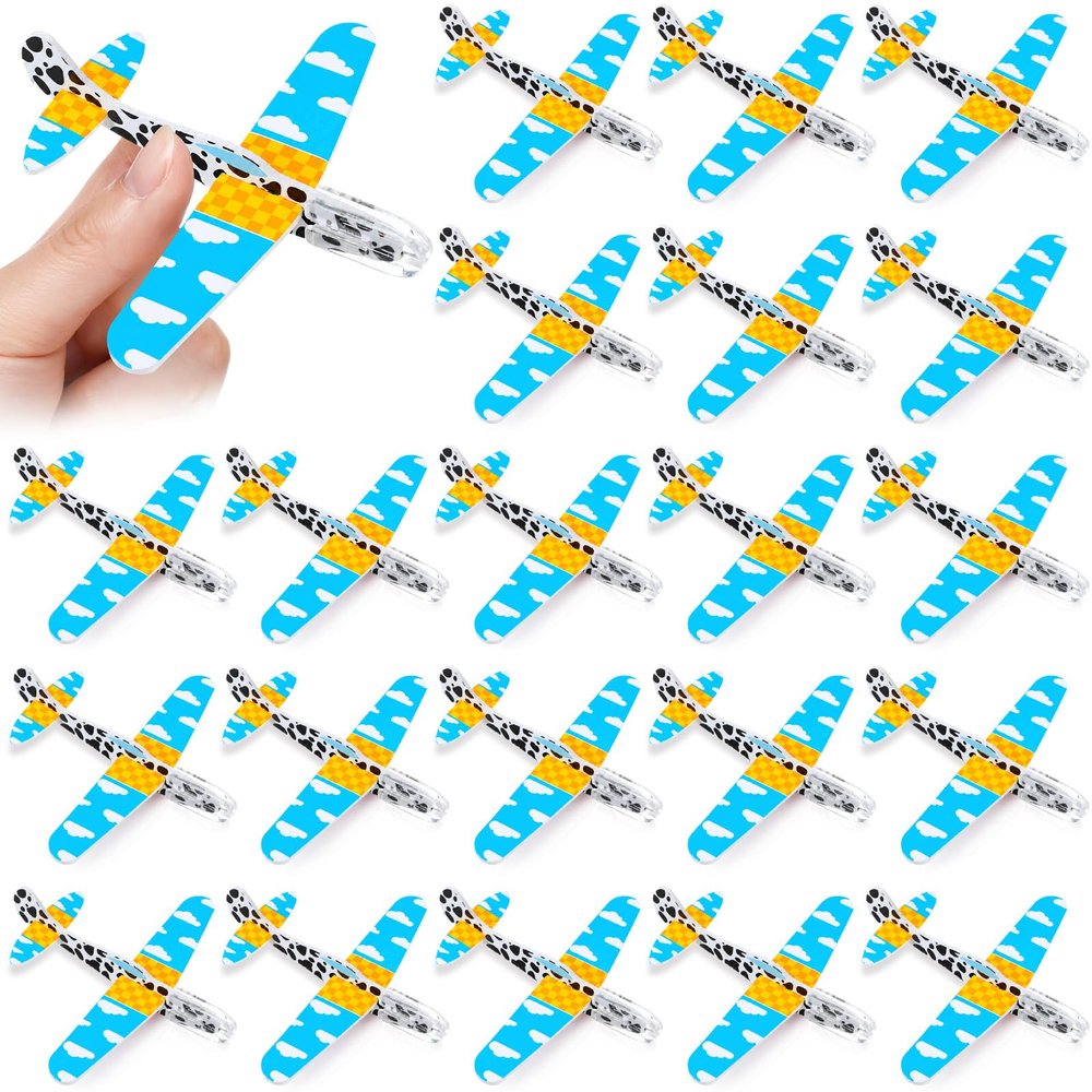Skylety 50 Pcs Cartoon Story Themed Foam Gliders Airplane Toys for Kids, Foam Paper Airplane, Cartoon Story Birthday Party Favors Goodie Bag Stuffers Outdoor Flying Toys Bulk Prizes for Kids Classroom