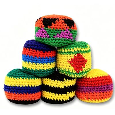 6/12/18PCS Hand-Made Knitted Footbag Set, Colorful Woven Kick Balls for Outdoor Playground Party Travel Game (6pcs)