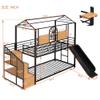 Merax Twin Over Twin Metal House Bunk Bed with Slide, Storage Stair, Full-Length Guardrails, Space-Saving Playhouse Design, Black Bed Frame with Black Slide view 4