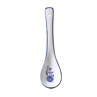 5 Pcs Long Handle Spoons Porcelain Soup Spoon for Ramen Noodles Dumpling Asian Soup Spoon Ceramic Spoons