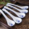 5 Pcs Long Handle Spoons Porcelain Soup Spoon for Ramen Noodles Dumpling Asian Soup Spoon Ceramic Spoons view 4
