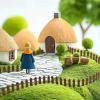 2" x 35inch 1:12 Wood Mini Garden Fence Dollhouse Miniature Picket Fence Doll House Simulation Appliances Props Match Model Accessories Home Life Scene Decor Micro Landscape Fairy Garden Ornaments view 2