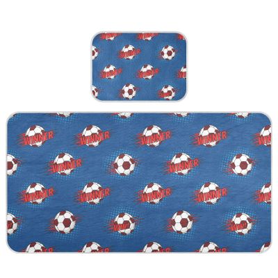 Jynexis Sports Soccer Ball Blue Pattern Cooling 600D Ice Silk Crib Sheets for Girls Baby Boys, Breathable Fitted Sheet 2 Pack for Standard Crib and Toddler Mattress, Soft Summer Bedding
