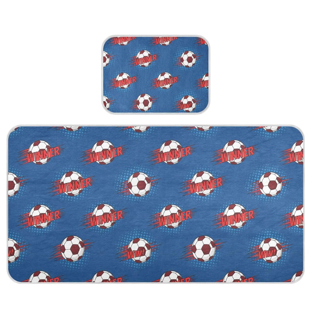 Jynexis Sports Soccer Ball Blue Pattern Cooling 600D Ice Silk Crib Sheets for Girls Baby Boys, Breathable Fitted Sheet 2 Pack for Standard Crib and Toddler Mattress, Soft Summer Bedding