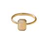Ethiopian Opal Ring for Women & Men, White Milky Opal with Rainbow Fire, 925 Sterling Silver Gold Plated, Minimalist Handmade Engagement Promise Ring, October Birthstone Jewelry view 1