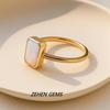 Ethiopian Opal Ring for Women & Men, White Milky Opal with Rainbow Fire, 925 Sterling Silver Gold Plated, Minimalist Handmade Engagement Promise Ring, October Birthstone Jewelry view 2