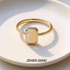 Ethiopian Opal Ring for Women & Men, White Milky Opal with Rainbow Fire, 925 Sterling Silver Gold Plated, Minimalist Handmade Engagement Promise Ring, October Birthstone Jewelry view 3