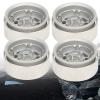 4pcs 1.9inch Aluminum Alloy Wheel Hub for 1:10 RC Crawler, RC Car Wheel Hub Compatible with Axial SCX10 SCX10 II 90046 D90, Upgraded Solid Hubs with 12mm (Silver White + Black Clip Type B) view 4