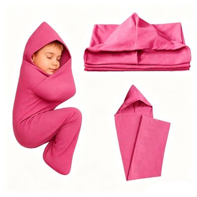Sleep Pod 360 Wrap Wearable Blanket Soft and Comfortable Snuggle Breathable Washable Sensory Sleep Sack for Adults, Indoor Outdoor Use(Pink,X-Small)
