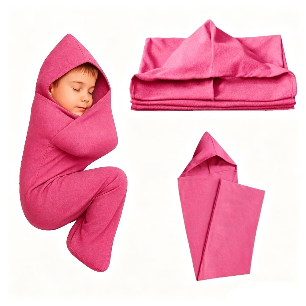 Sleep Pod 360 Wrap Wearable Blanket Soft and Comfortable Snuggle Breathable Washable Sensory Sleep Sack for Adults, Indoor Outdoor Use(Pink,X-Small)