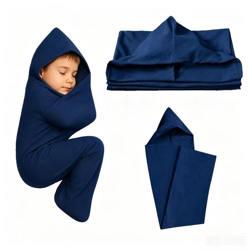 Sleep Pod 360 Wrap Wearable Blanket Soft and Comfortable Snuggle Breathable Washable Sensory Sleep Sack for Adults, Indoor Outdoor Use(Blue,Small)