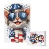 RMYRHQ Funny American Flag Cat with Sunglasses Wooden Jigsaw Puzzles for Adults 1000 Pieces Whimsical Patriotic Cat Wood Puzzle 4th of July Party Decor Perfect for Memorial Day and Labor Day Gift view 2