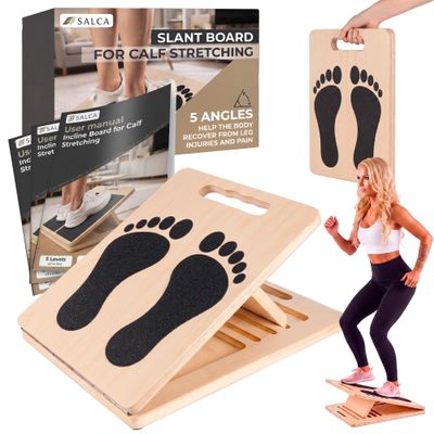 Slant Board for Adults with Adjustable Angle Balance Boards for Adults for Stretching, Squats & Rehab Slantboard for Calf, Ankle - Portable Velour Board for Squats, & Lower Body Training (Feet)