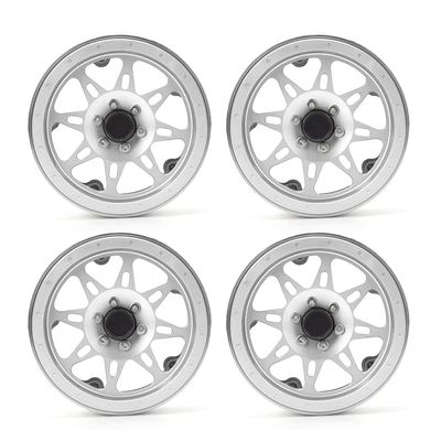 4pcs 2.2inch Aluminum Alloy RC Wheel Hubs for 1/10 Scale RC Car, CNC Machined Replacement Hub for SCX10 RR10 90048 with Enhanced Stability and Durability (Silver)