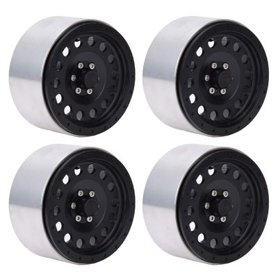 4pcs 2.2inch Aluminum Alloy Wheel Hubs for 1/10 Scale RC Car, CNC - Machined RC Wheel Hub with Accessory Hole Type, Durable Replacement for TRX4 SCX10 RR10 90048 (Black)