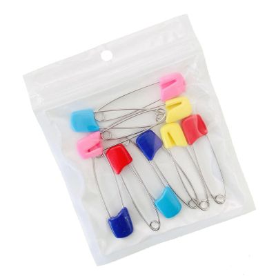 10pcs Toddler Safety Pins Baby Safety Pins, Diaper Pins for Cloth Diapers Stainless Steel ABS Plastic Safe Locking Closures Ultra Durable Colorful Red, Yellow, Pink, Blue, Green,