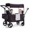 MOMFANN Wagon Stroller for 2 Kids, All-Terrain Foldable Baby Wagon with Adjustable Push & Pull Handle, 5-Point Harness, Removable Canopy, Footwell & Large Storage Bag-Purple view 1