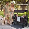 MOMFANN Wagon Stroller for 2 Kids, All-Terrain Foldable Baby Wagon with Adjustable Push & Pull Handle, 5-Point Harness, Removable Canopy, Footwell & Large Storage Bag-Purple view 2