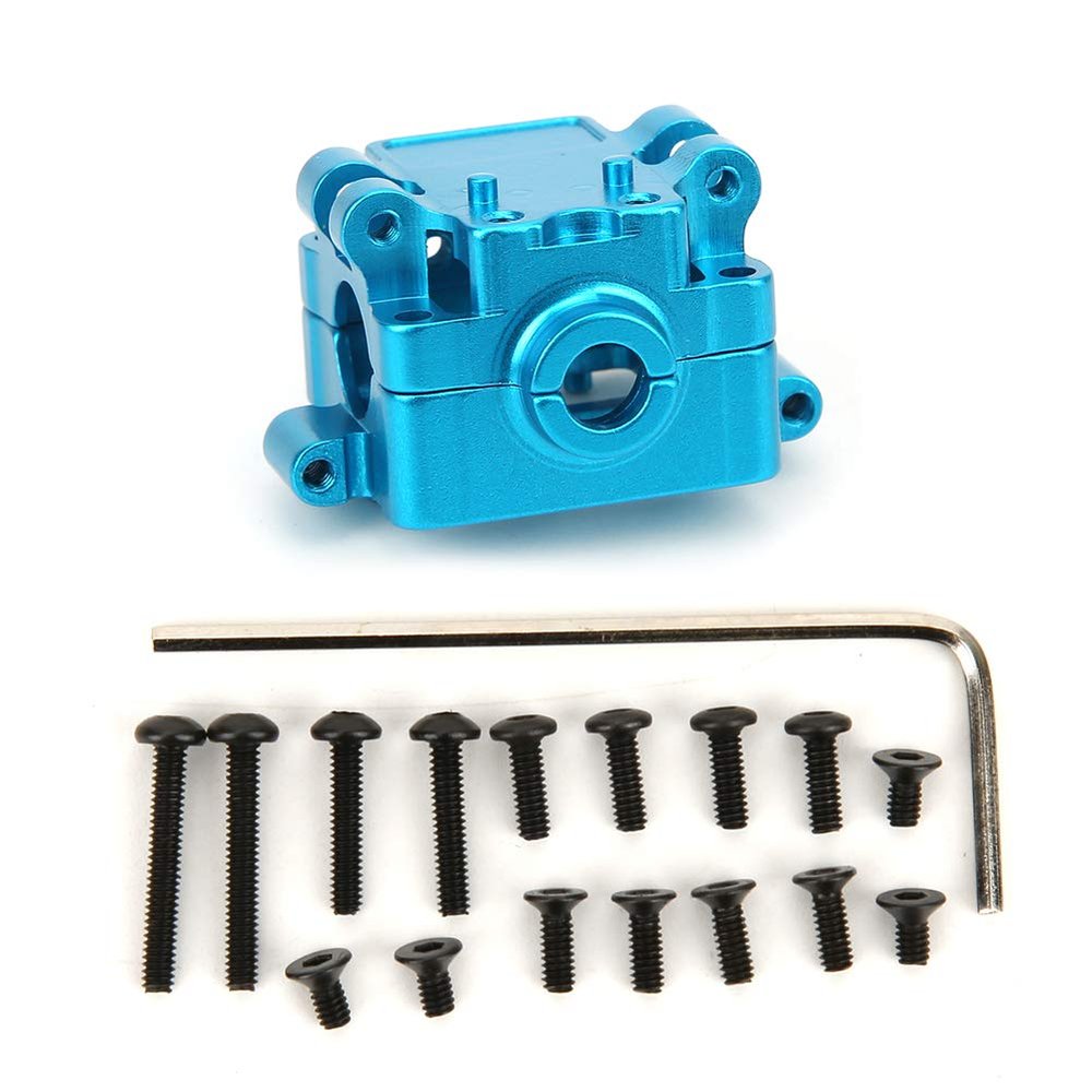 Aluminum Alloy RC Gearbox Upgrade Parts, Wireless Remote Control Gear Box for WL 1/28 K969 K989 P929 Car, Lightweight Durable RC Accessory with Screws and L Wrench (Blue K989-24B)