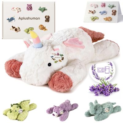 1.8 LB Winged Unicorn Weighted Stuffed Animal | Microwavable Heatable & Coolable Heating Pad with Tourmaline Beads & Lavender | Long Lasting Cozy Warmth Plush Toy | Includes Gift Box & Greeting Card