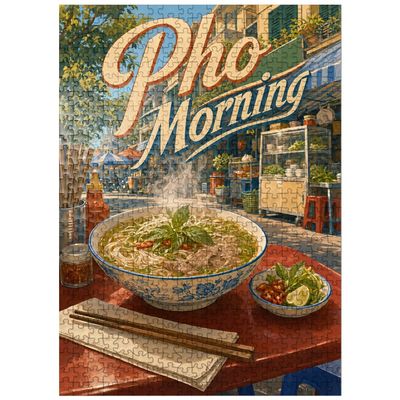MyPuzzle Pho Morning Vietnamese Street Food Sign - Premium 500 Piece Jigsaw Puzzle for Adults