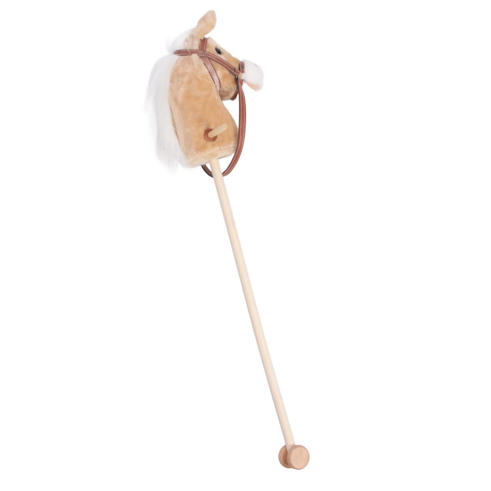 Alomejor Kids Stick Horse Toy, Soft Plush Head with Stable Sliding Wheels, Perfect Children (Yellow)